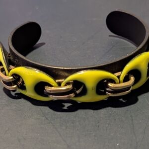 Bold Black and Yellow Cuff Bracelet